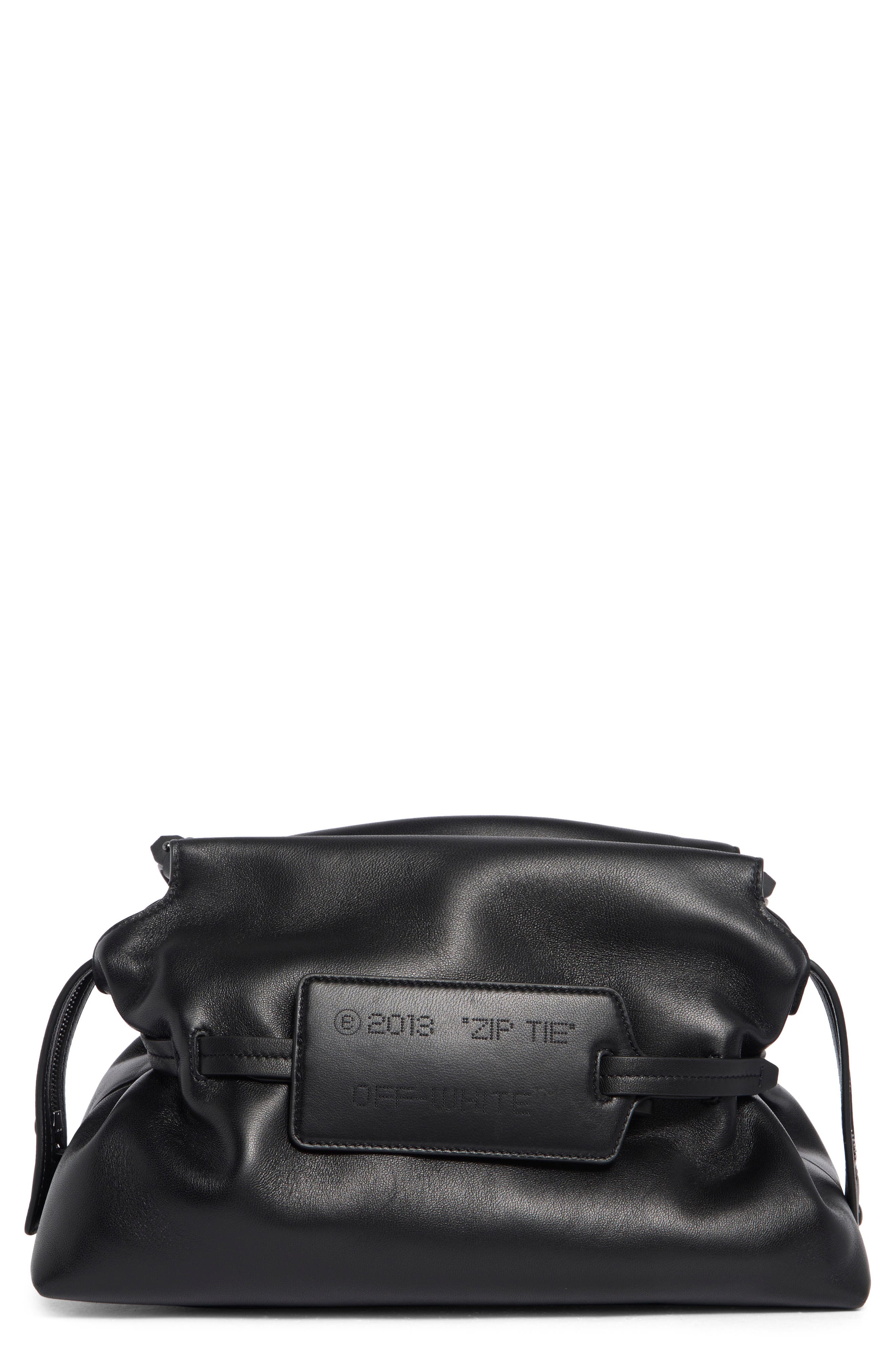 Off-White Zip Tie Clutch, Main, color, Black No Color