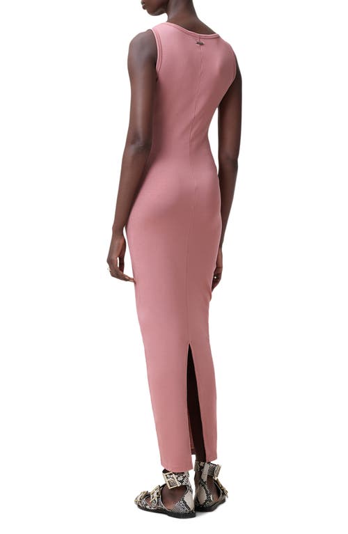 Allsaints Katarina Ruched Side Maxi Dress In Ash Rose Pink
