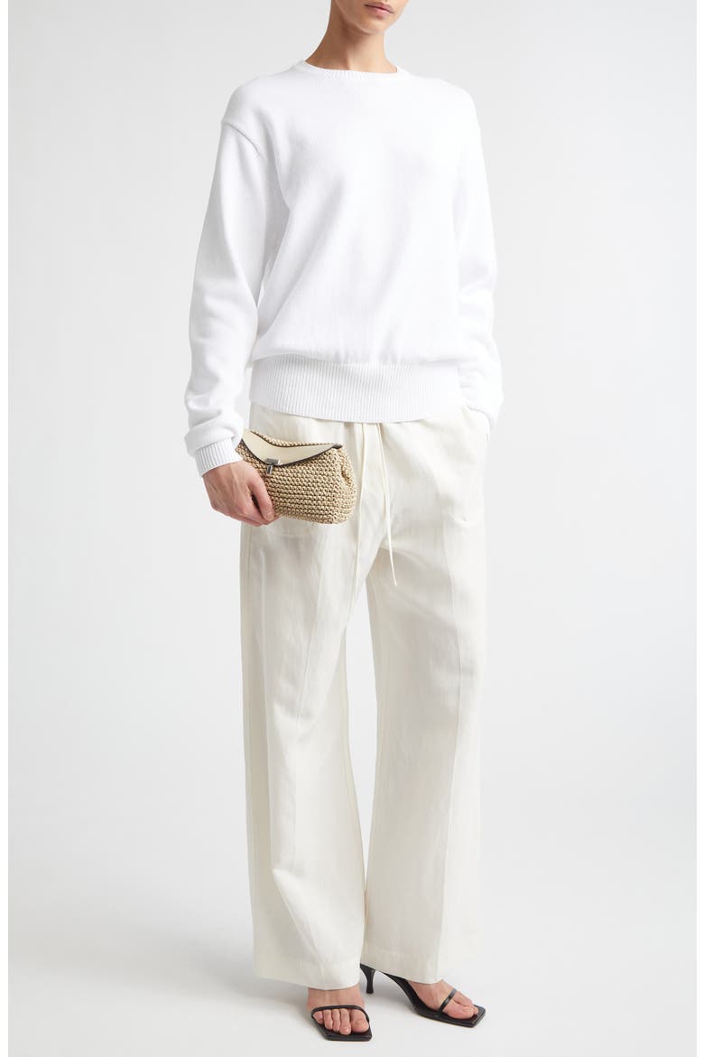 Classic Organic Cotton Crewneck Sweater, Alternate, color, OPTIC WHITE