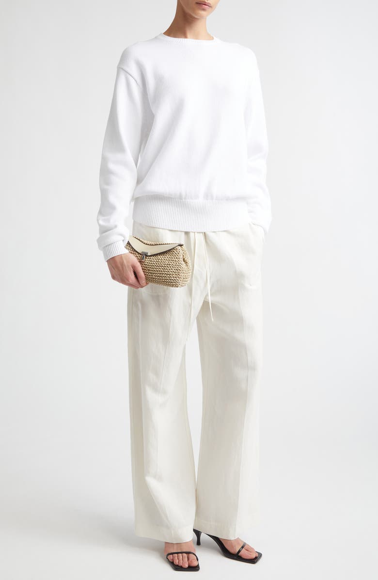 TOTEME Classic Organic Cotton Crewneck Sweater, Alternate, color, Optic White