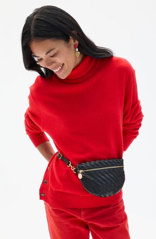 Clare V . Petite Woven Leather Belt Bag In Pink