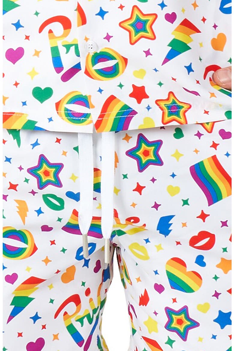 Pride Icons Drawstring Shorts, Alternate, color, WHITE
