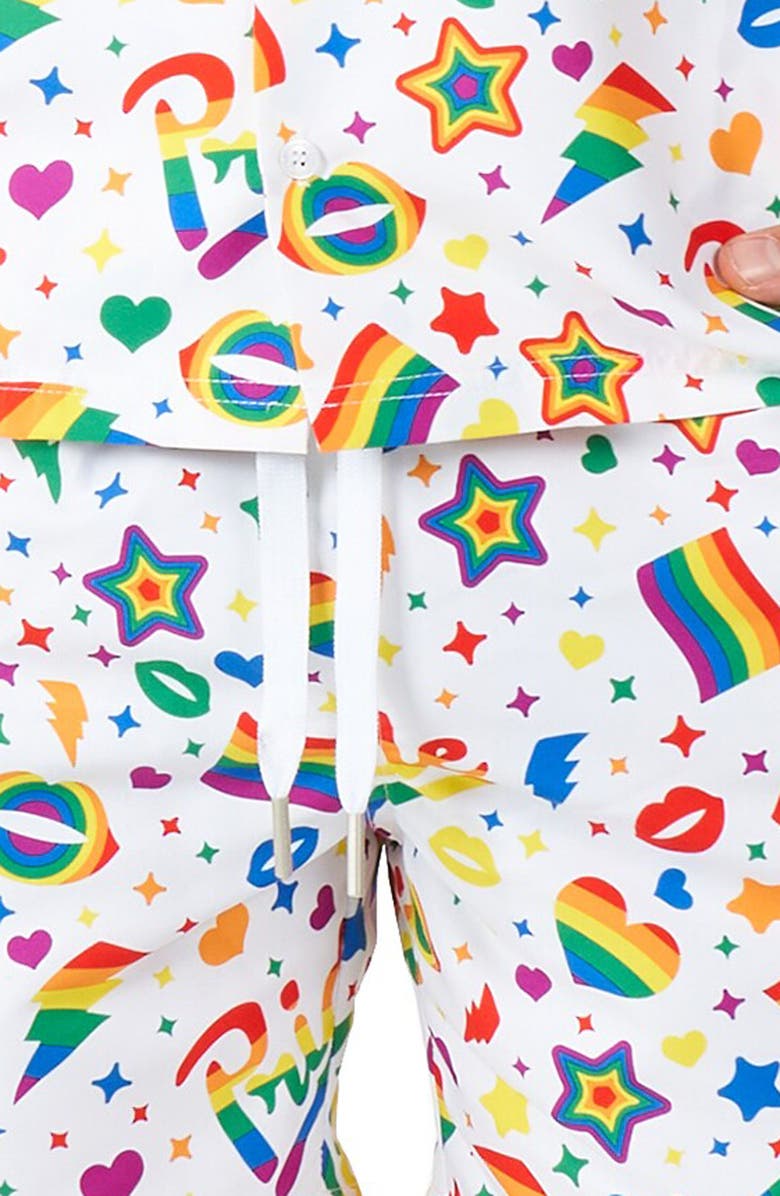 OppoSuits Pride Icons Drawstring Shorts, Alternate, color, White