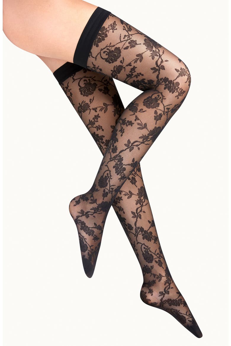 Marie Lace Stay-Up Stockings, Main, color, BLACK