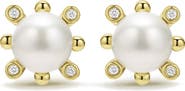 LAGOS 18K Luna Fleur Pearl & Diamond Stud Earrings