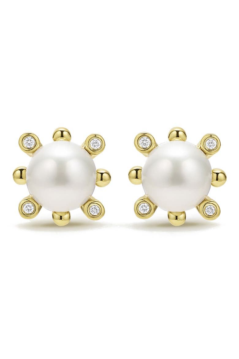 18K Luna Fleur Pearl & Diamond Stud Earrings video