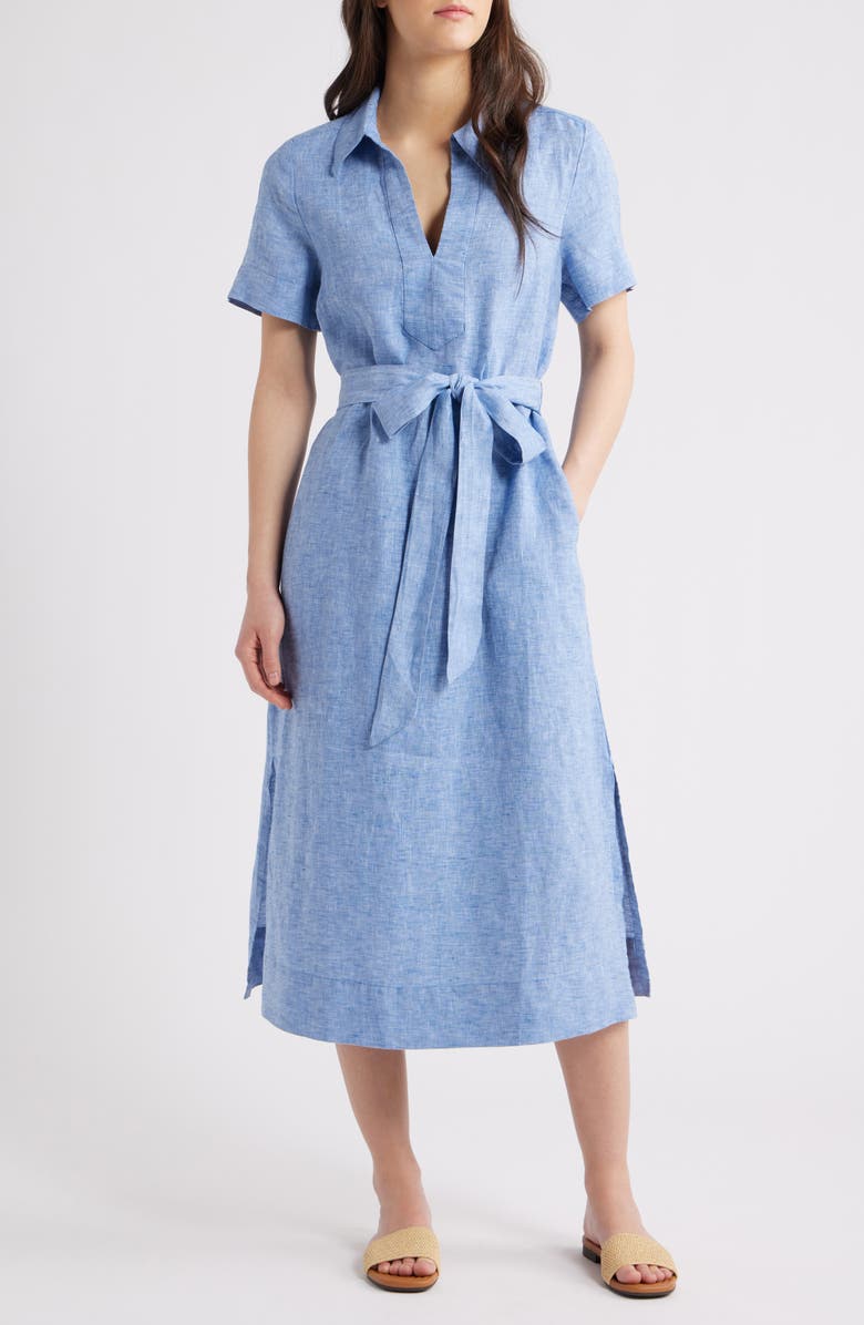 Tommy Bahama Costalina Linen Midi Dress, Main, color, Buccaneer Blue