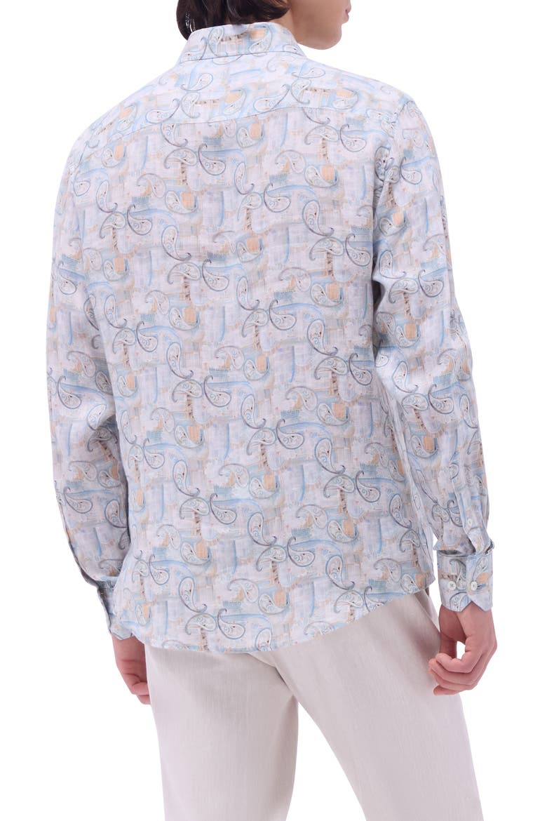Julian Shaped Fit Linen Button-Up Shirt, Alternate, color, MINT