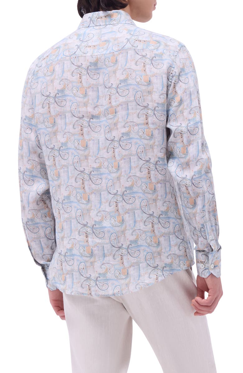 Bugatchi Julian Shaped Fit Linen Button-Up Shirt, Alternate, color,
