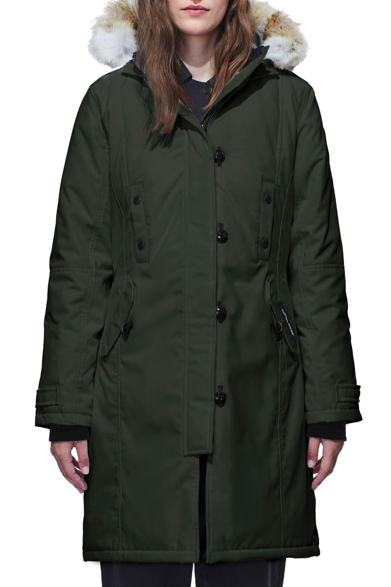 Kensington Slim Fit Down Parka with Genuine Coyote Fur Trim, Main, color, VOLCANO