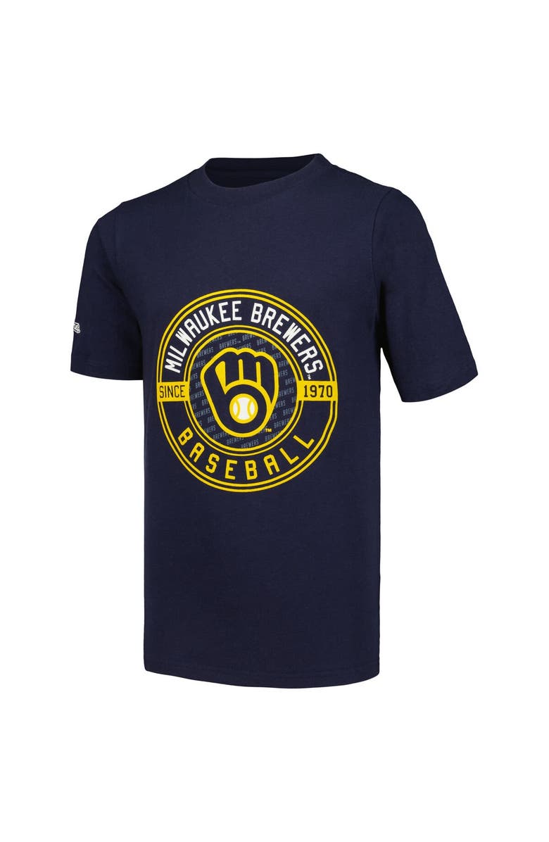 STITCHES Youth Stitches Navy/White Milwaukee Brewers T-Shirt Combo Set, Alternate, color, 