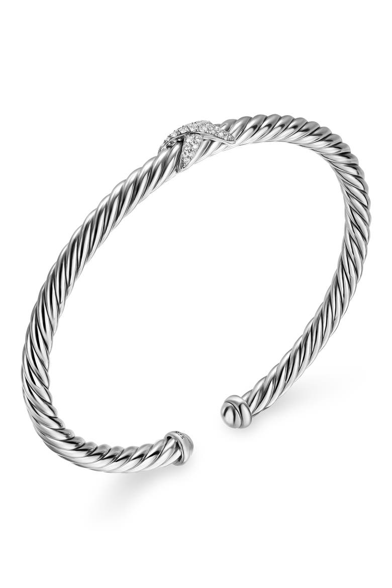 Cable Flex X Station Bracelet in Sterling Silver with Diamonds, 4mm, Alternate, color, DIAMOND