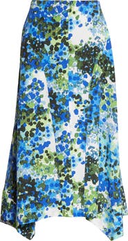 Stella McCartney Naya Floral Print Handkerchief Hem Silk Midi Skirt