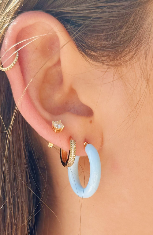 Little Sky Stone Sasha Enamel Hoop Earrings In Blue