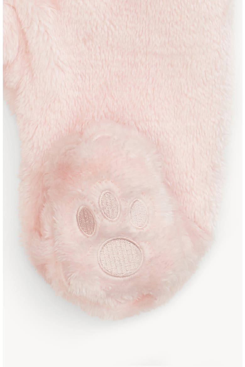 Minky Faux Fur Bear Hooded Footie Suit, Alternate, color, PINK