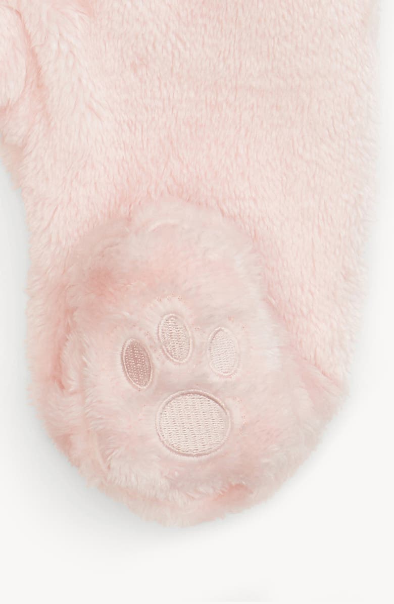 Magnetic Me Minky Faux Fur Bear Hooded Footie Suit, Alternate, color, Pink