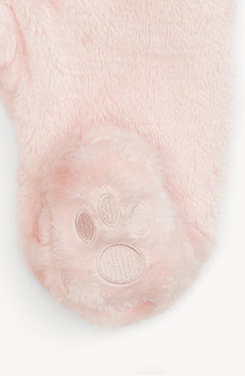 Magnetic Me Minky Faux Fur Bear Hooded Footie Suit In Pink