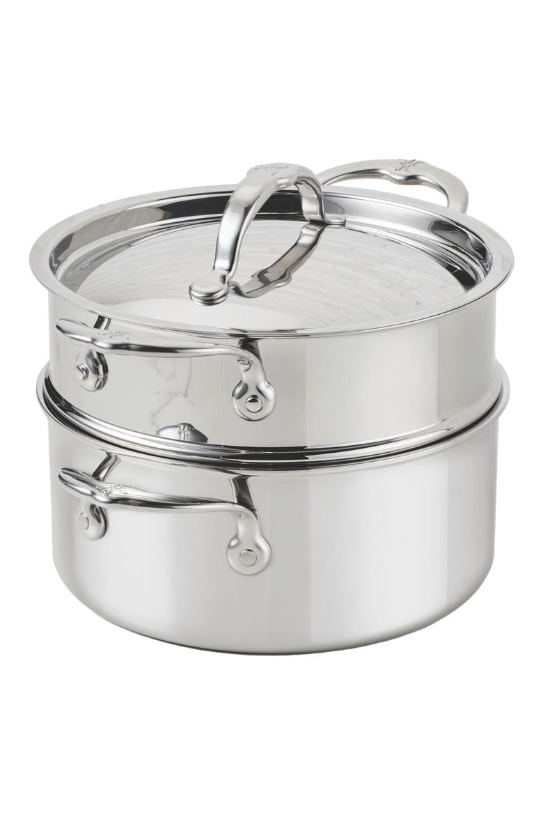 ProBond® Luxe Professional Clad Stainless Steel 3-Quart Soup Pot & Steamer Set, Main, color, NO COLOR