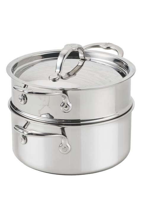 ProBond® Luxe Professional Clad Stainless Steel 3-Quart Soup Pot & Steamer Set