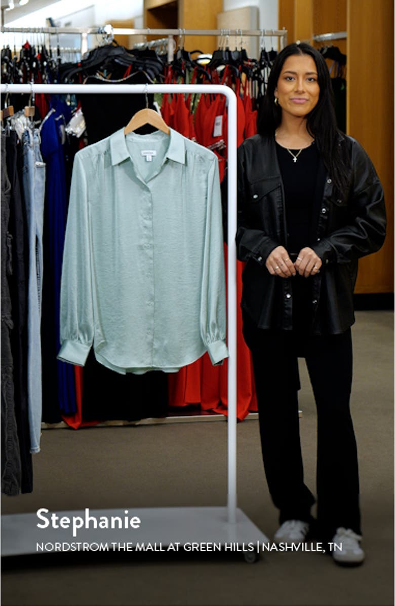 Textured Shirred Button-Up Shirt, sales video thumbnail