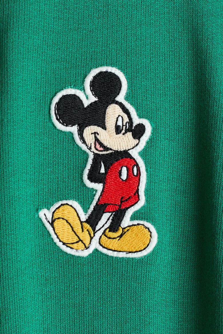 Printed Brushed-inside Sweatshirt, Alternate, color, Green/Mickey Mouse