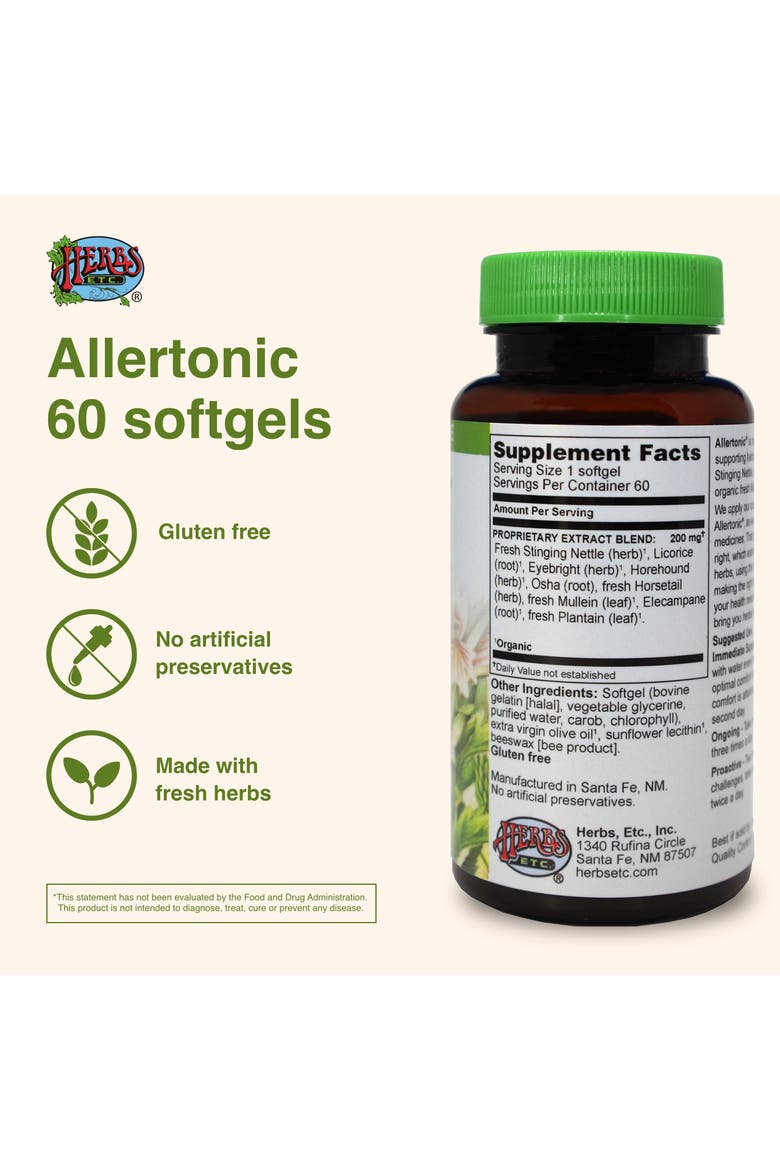 Allertonic - Healthy Breathing Support - Herbal Blend to Aid Against Seasonal Discomfort - Lung & Respiratory Health Support with Stinging Nettle - 60 Softgels, Alternate, color, No Color