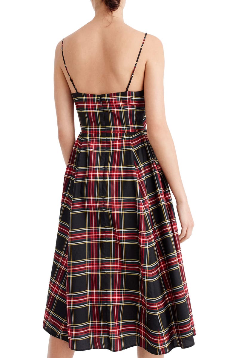 J.Crew Spaghetti Strap Stewart Plaid A-Line Dress, Alternate, color,