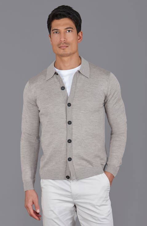 Extra Fine Merino Wool Polo Cardigan