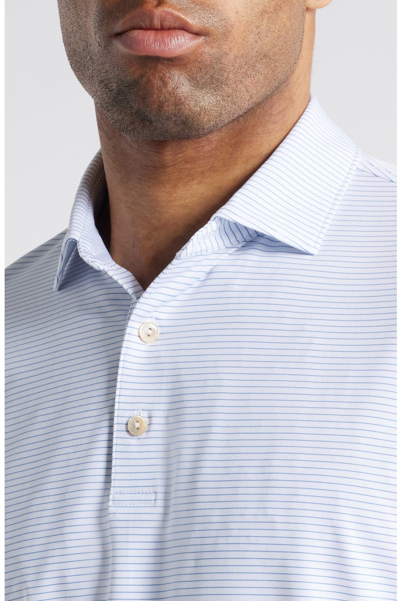 Highlands Pinstripe Long Sleeve Performance Polo, Alternate, color, WHITE/ SAILOR BLUE