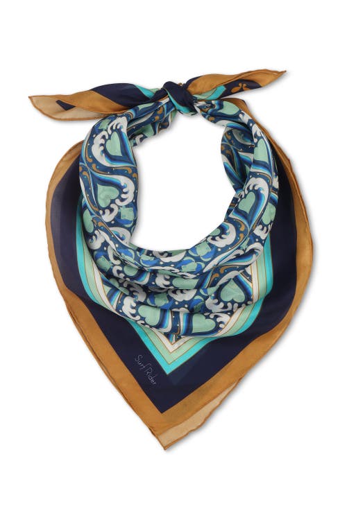 Henelle Women's Blue / White Surfrider Silk Bandana In Surf Rider Wave