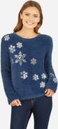 Yumi Sequin Snowflake Fluffy Sweater