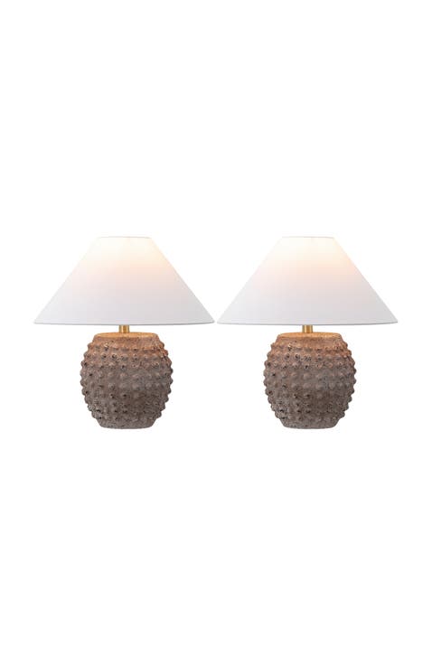 Effie 18.25" Minimalist Scandinavian Ceramic/Iron Hobnail LED Table Lamp (Set of 2)