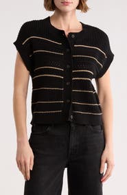 Blu Pepper Stripe Knit Button Front Top