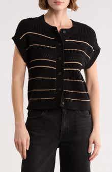 Blu Pepper Stripe Knit Button Front Top