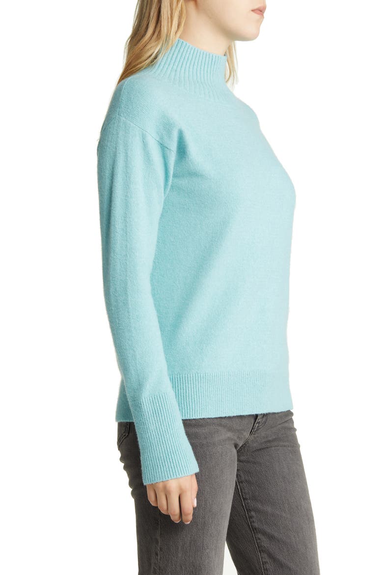 Mock Neck Cotton Blend Sweater, Alternate, color, TEAL NILE