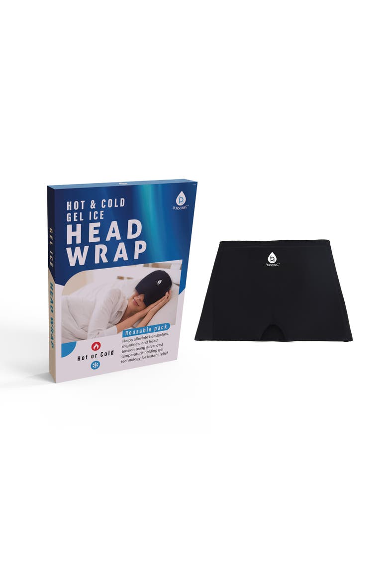Reusable Hot and Cold Gel Ice Head Wrap, Main, color, Black