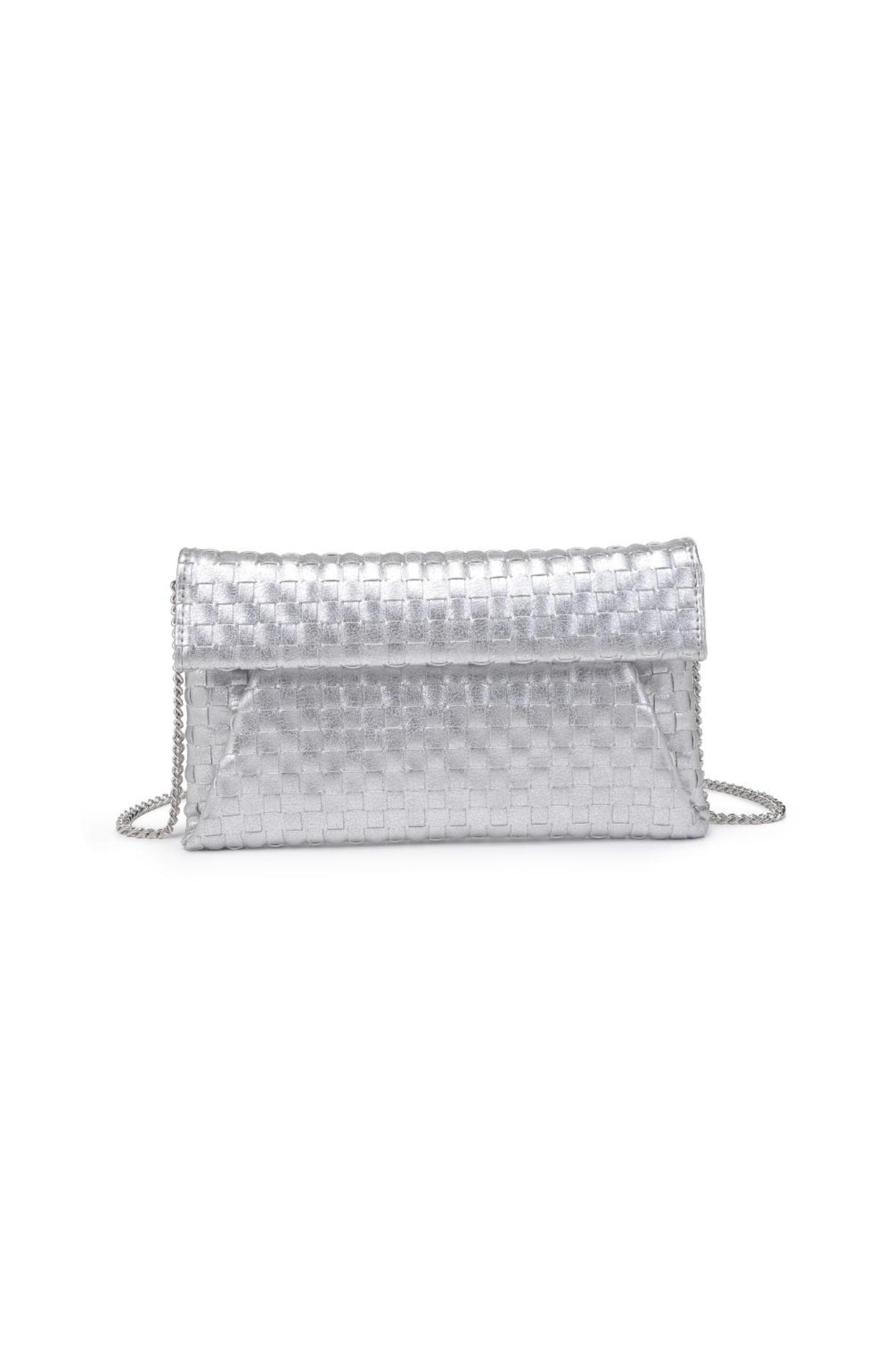 MODA LUXE Priscilla Clutch, Main, color, Silver
