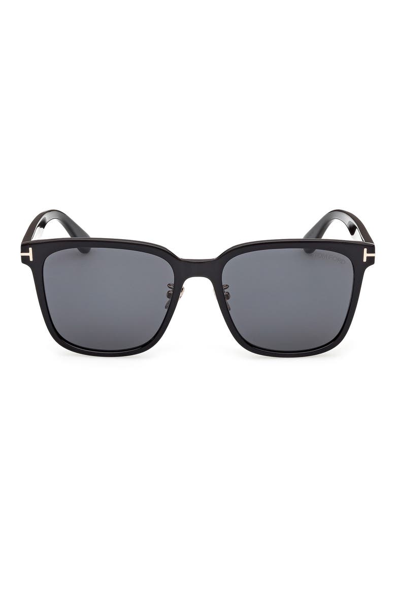 58mm Square Sunglasses, Main, color, SHINY BLACK / SMOKE