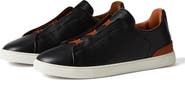 ZEGNA Triple Stitch Deerskin Leather Slip-On Sneaker