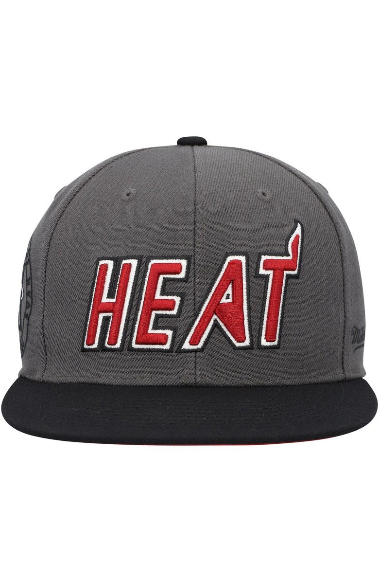 Mitchell & Ness Men's Mitchell & Ness Gray/Black Miami Heat Hardwood Classics 20th Anniversary Born & Bred Fitted Hat, Alternate, color, 
