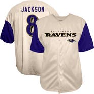 FANATICS Men's Fanatics Lamar Jackson Cream Baltimore Ravens Big & Tall Baseball Button-Up Shirt
