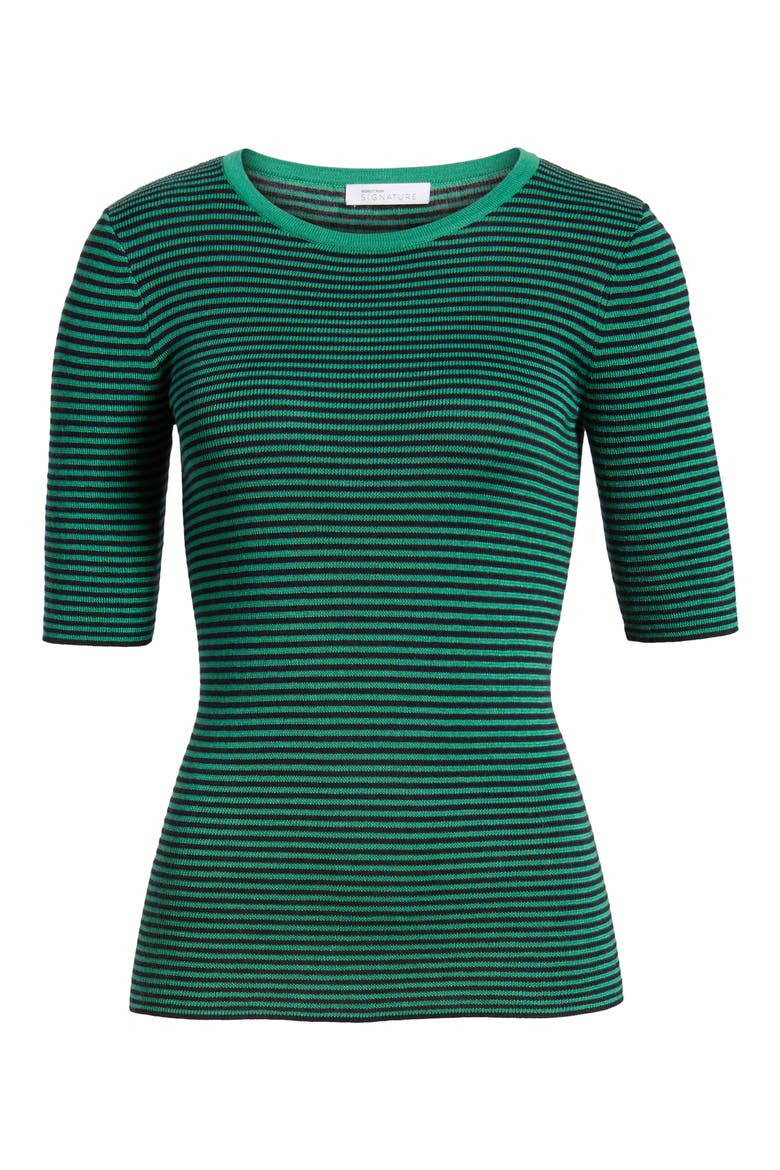Stripe Crewneck Sweater, Alternate, color, GREEN CLOVER- NAVY STRIPE