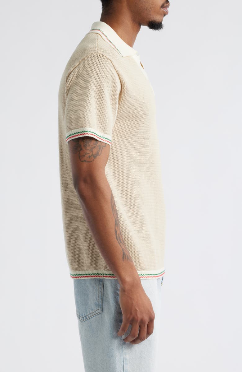 MAVRANS Ciao Open Stitch Johnny Collar Sweater, Alternate, color, Grey