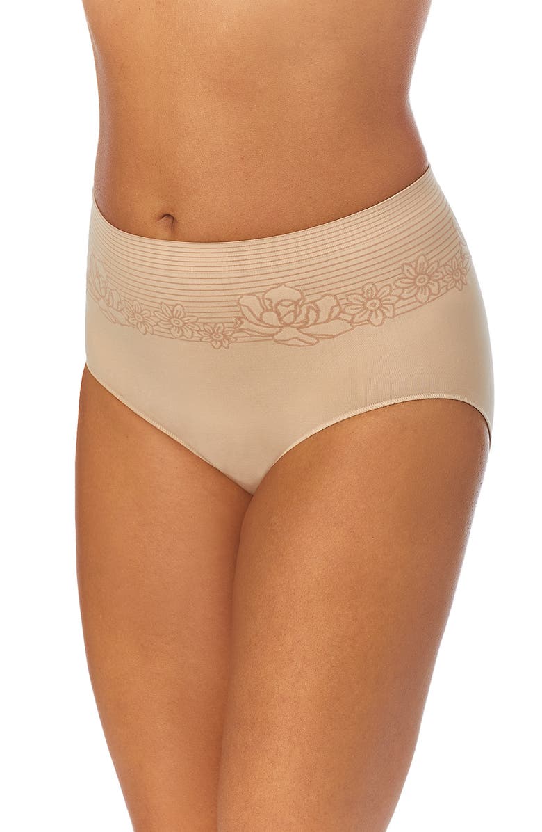 Ellen Tracy 3-Pack Floral Stripe Assorted High Leg Seamless Briefs, Alternate, color, Black/ White/ Sand