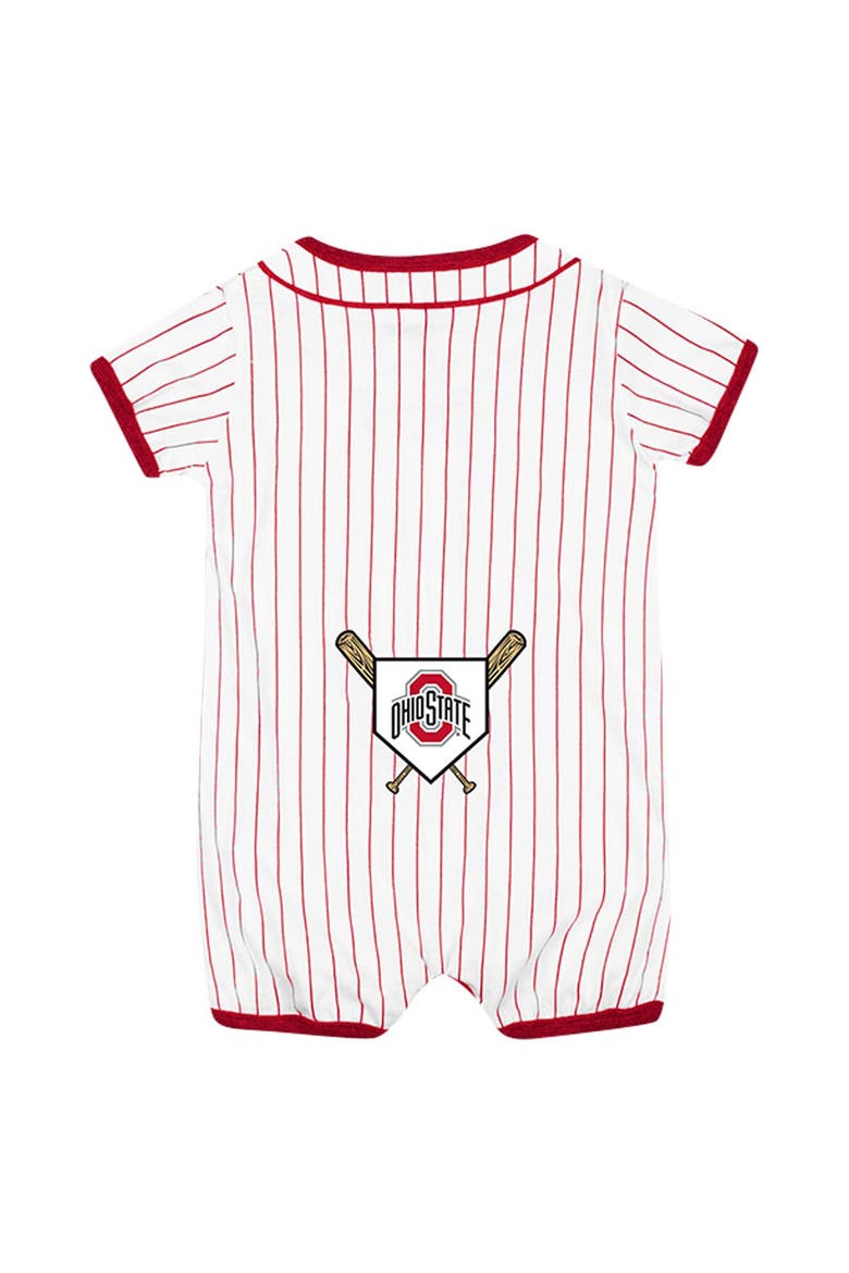 Newborn & Infant Colosseum White Ohio State Buckeyes Pinstripe Dusty Romper, Alternate, color, White