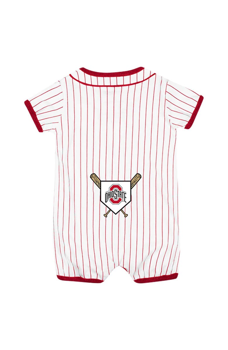 COLOSSEUM Newborn & Infant Colosseum White Ohio State Buckeyes Pinstripe Dusty Romper, Alternate, color, 