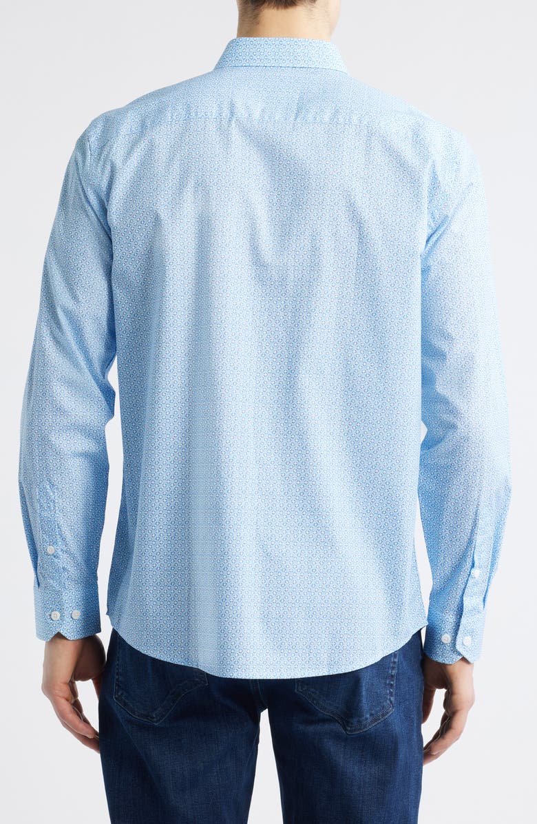 Johnston & Murphy Diamond Print Button-Up Shirt, Alternate, color, Blue