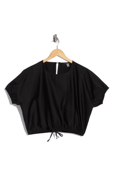 Short Sleeve Tie Waist Crop Top