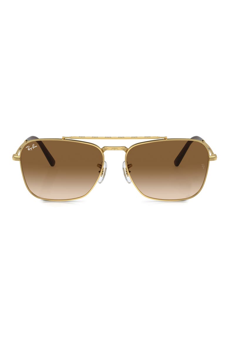New Caravan 58mm Gradient Square Sunglasses, Main, color, GOLD FLASH