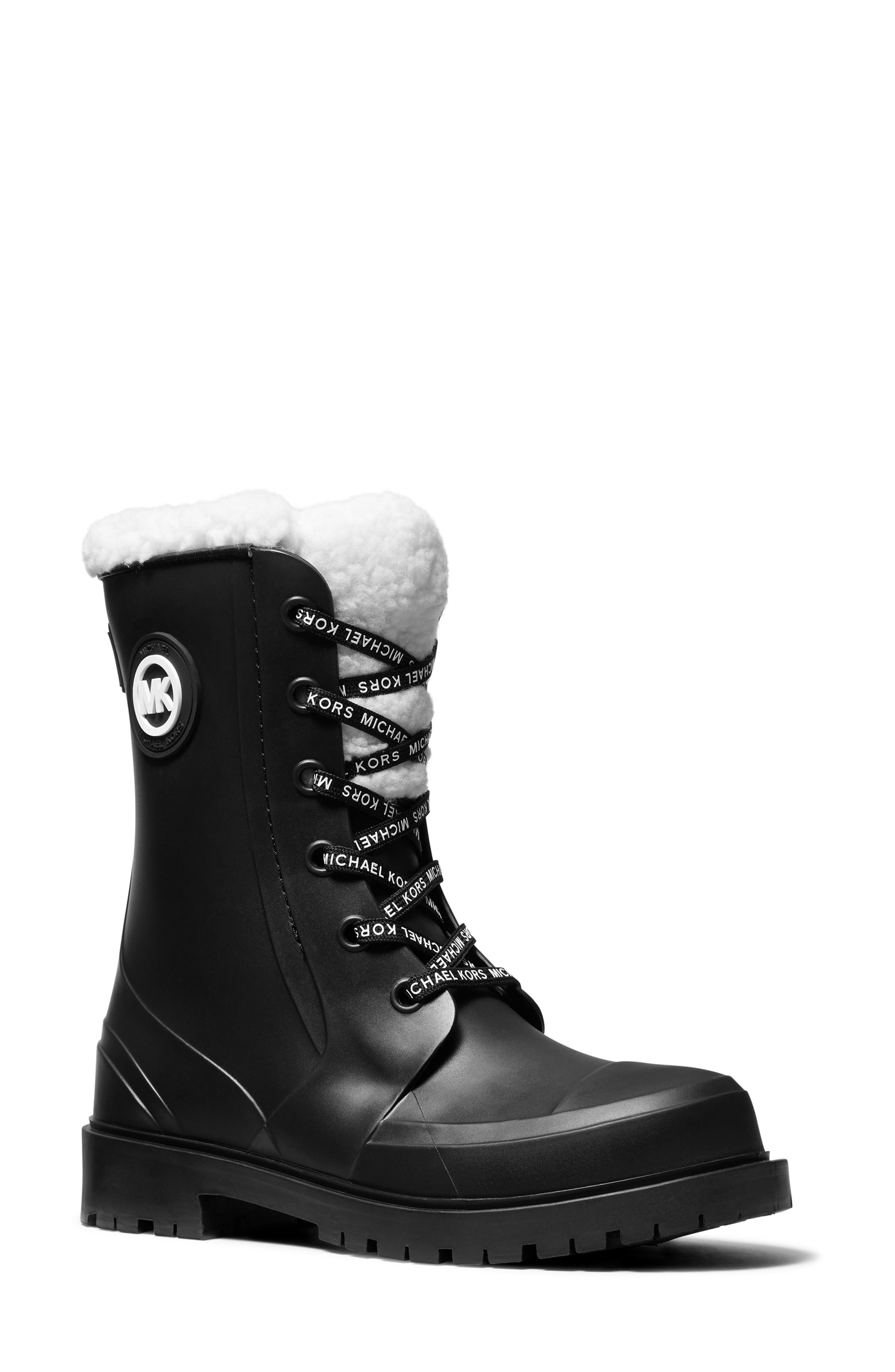 MICHAEL Michael Kors Montaigne Faux Fur Rain Boot, Main, color, 